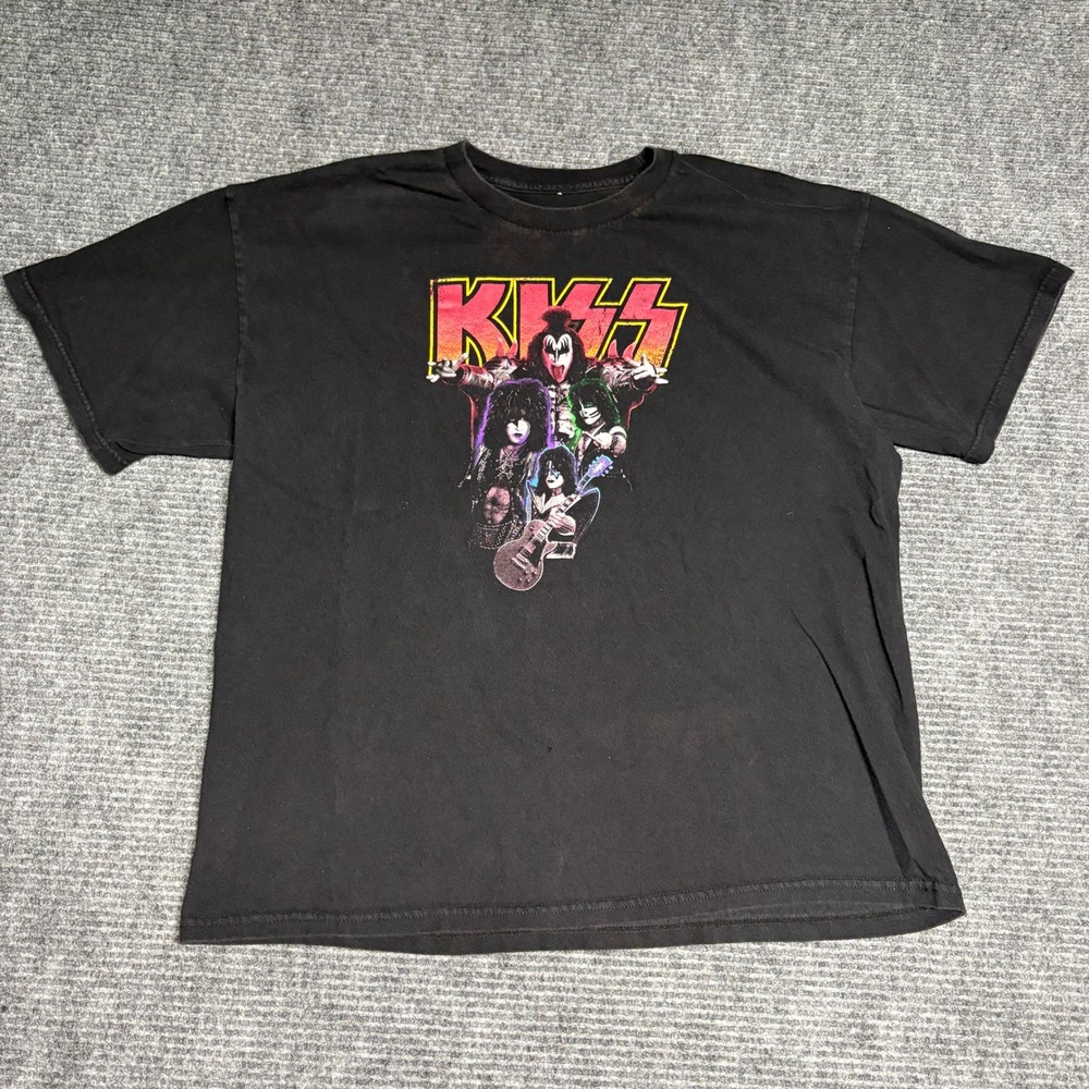 2000s Mens Mountaineer‎ Kiss Band Graphic T Shirt Black XL